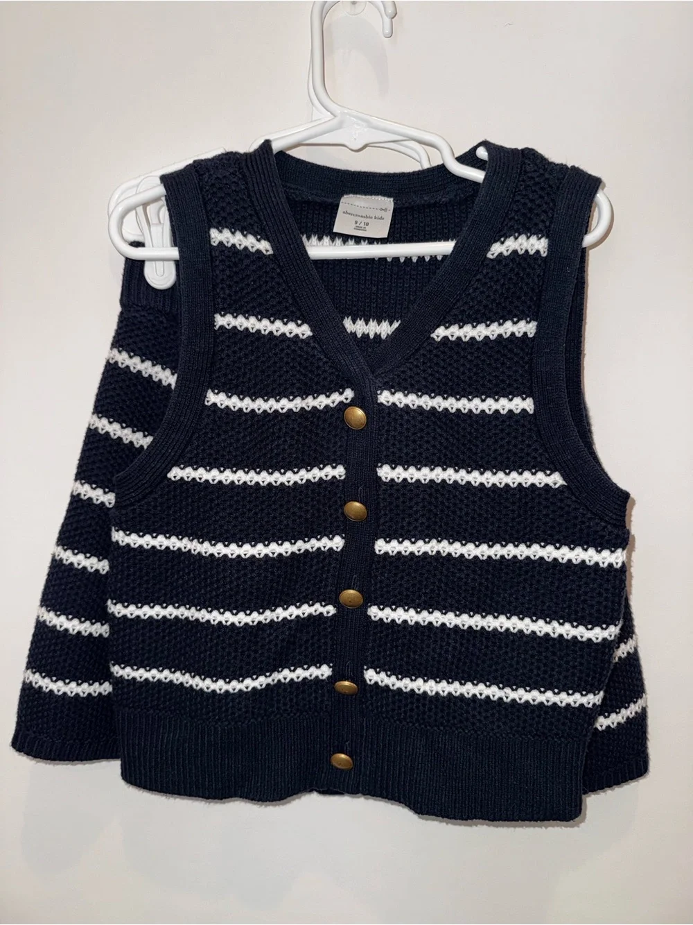 abercrombie kids Navy and White Striped Knit Vest & Skort